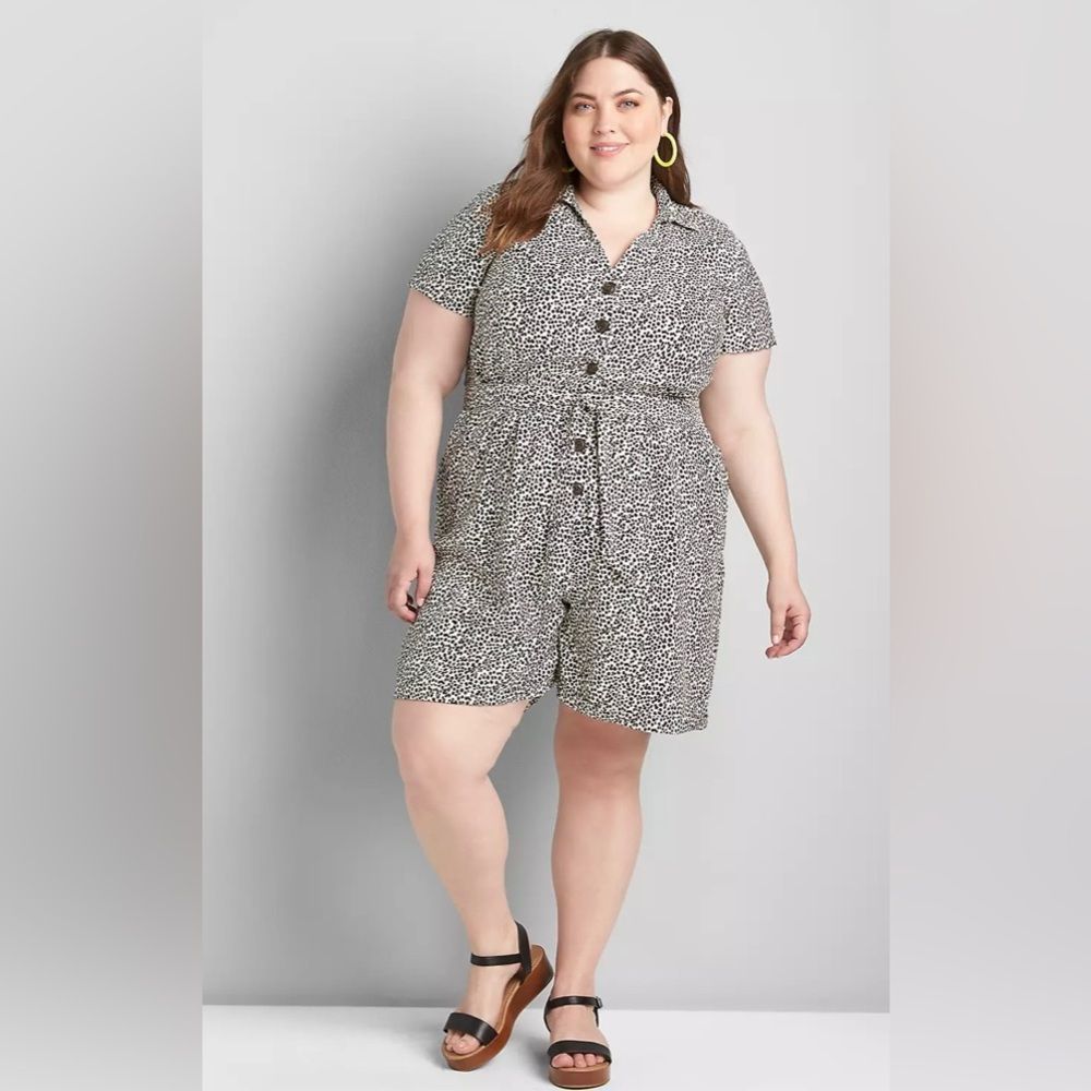 Lane Bryant Short Sleeve Safari Romper | Size 24